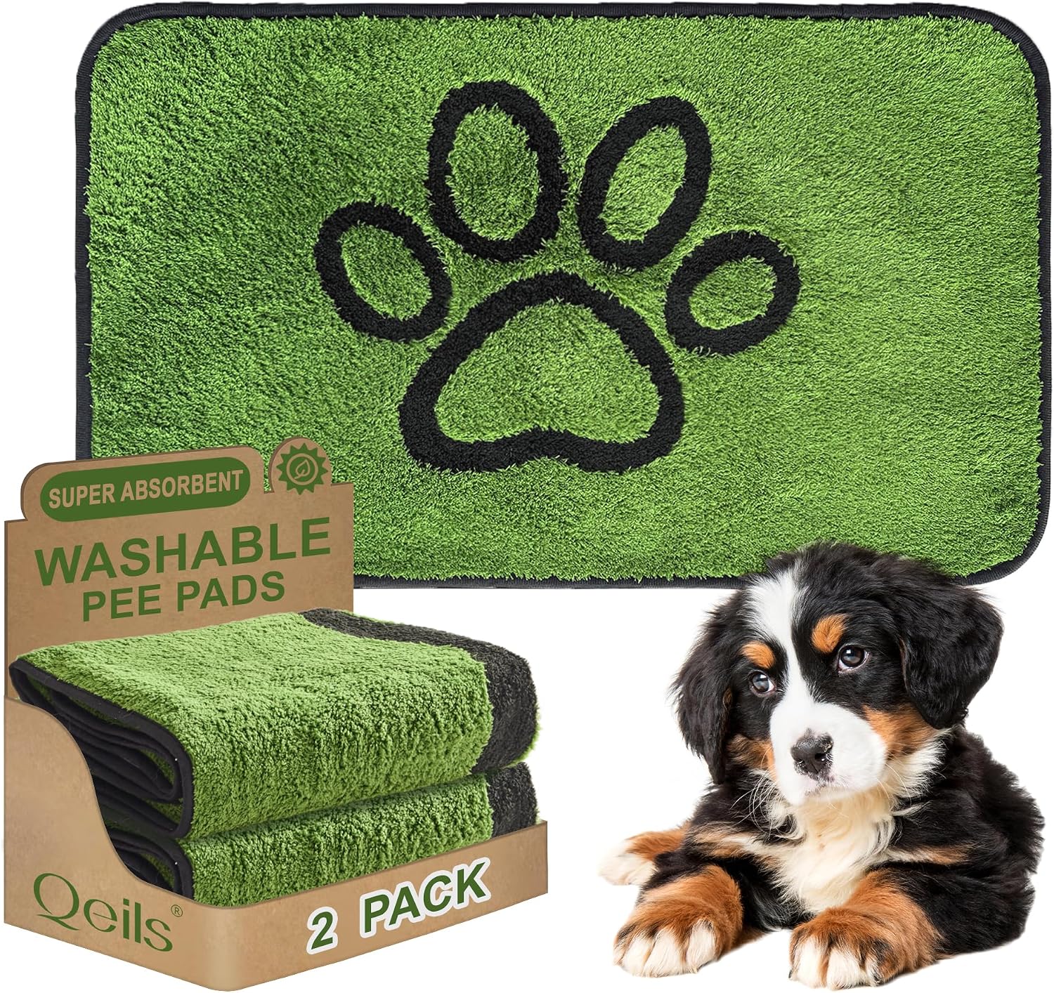 Qeils Washable Dog Pee Pads, 18-Inch Leak-Proof