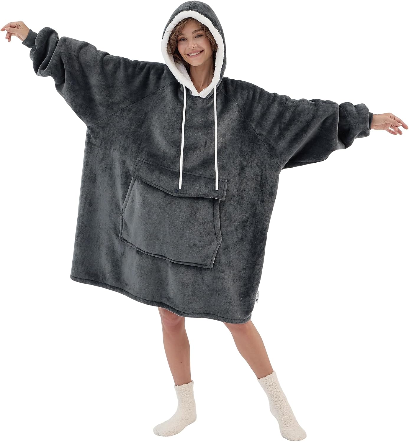 Qeils Wearable Sherpa Blanket Hoodie